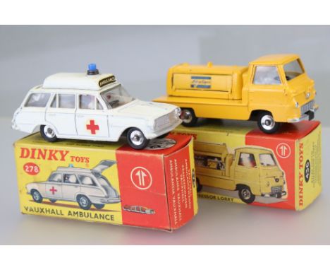 Two boxed Dinky diecast models to include 278 Vauxhall Ambulance (pen?) mark to bonnet and 436 Atlas Copco Compressor Lorry, 