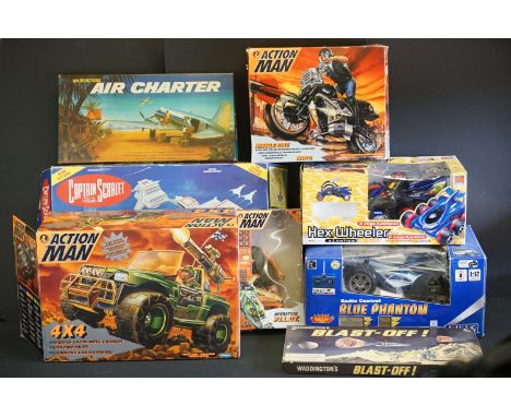 Three boxed Hasbro Action Man Sets to include Operation Pilot (incorrect figure, missing inner packaging), Missile Bike (appe