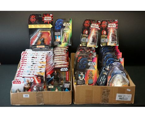 Star Wars - 67 Carded Hasbro figures to include 11 x Episode I (Anakin Skywalker, Padme Naberrie, Battle Droid, Jar Jar Binks