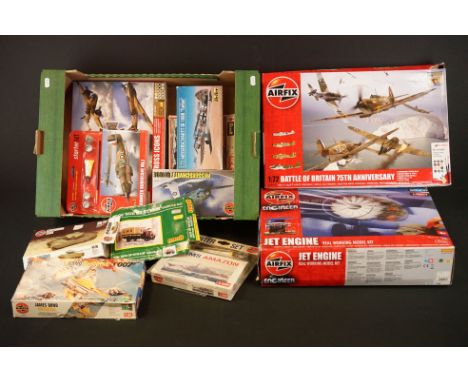 Airfix - Eight boxed plastic model kits to include Centurion Tank, HMS Amazon, Messerschmitt Bf109E, James Bond Autogyro, Haw