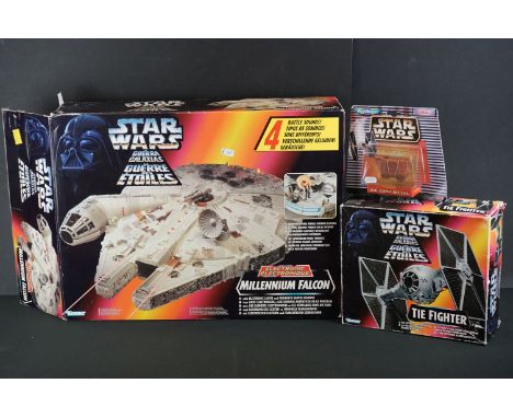 Star Wars - Two boxed Kenner tri label vehicle sets to include Electronic Millennium Falcon (with instructions) &amp; Tie Fig
