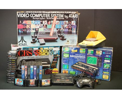 Retro Gaming - Quantity of retro games consoles to include boxed CBS Coleco Vision complete with 2 x controllers &amp; 15 gam