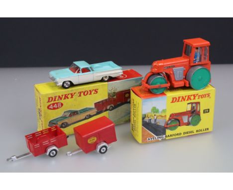 Two boxed Dinky diecast models to include 448 Chevrolet Pick Up and Trailers (with inner box packaging) and 279 Aveling Barfo