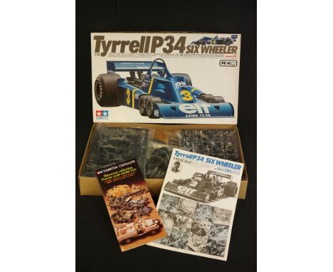 Boxed Tamiya 1/12 Tyrell P34 Six Wheeler plastic model kit, complete and unbuilt with instructions, vg 