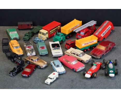 Group of play worn mid 20th C diecast models to include Dinky, Corgi, Triang Spot On &amp; Matchbox featuring Corgi James Bon