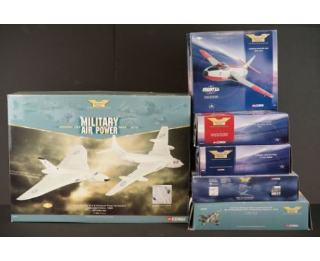 Six boxed Corgi The Aviation Archive diecast models to include 3 x 1/72 Jet Fighter Power (49803 Hawker Hunter Mk6 4FTS 1973,