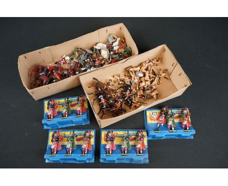 Quantity of metal figures, some playworn, featuring Britains, Johillco &amp; Charbens, to include 4 sets of Britains New Meta