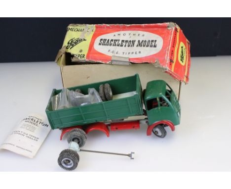 Boxed Shackleton Model Foden FG6 Tipper in green, with instructions, model play worn and in need of repair, box very poor wit