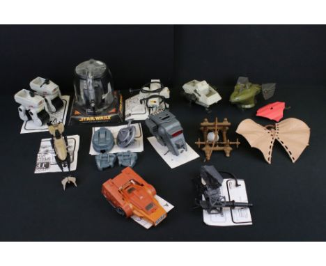 Star Wars - 12 original Mini Rigs to include Ewok Combat Glider (missing boulders, no instructions), 2 x MTV-7 (1 x with inst