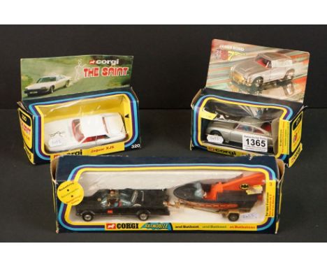 Three boxed Corgi TV related diecast models to include 3 Batmobile and Batboat with both Batman &amp; Robin figures, 320 The 