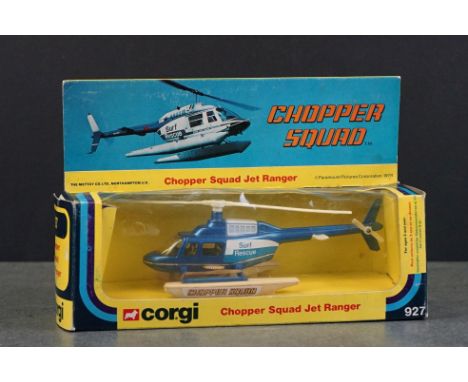 Boxed Corgi 927 Chopper Squad Jet Ranger diecast model, diecast excellent, box a touch tatty but fair-gd overall 
