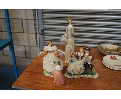 4 FIGURINES INC LLADRO, NAO &amp; 2 X DRESDEN  