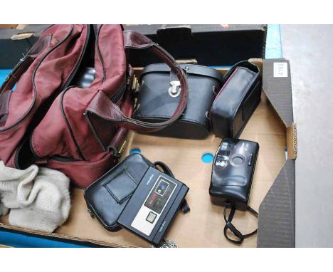 TRAY INC TAYLOR ELITE BOWLING WOODS, BINOCULARS, HALINA DISC CAMERA &amp; INSTAMATIC CAMERA 