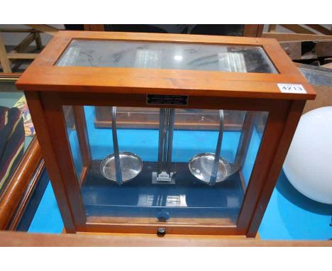GRIFFIN &amp; GEORGE LABORATORY SCALES IN MAHOGANY CABINET 