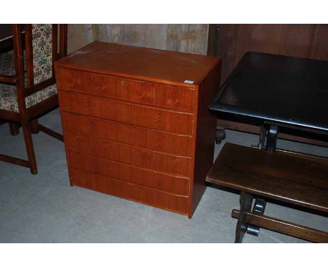 1970'S TEAK BEDROOM CHEST OF 6 DRAWERS 