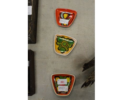 3 Poole Delphis pin dishes