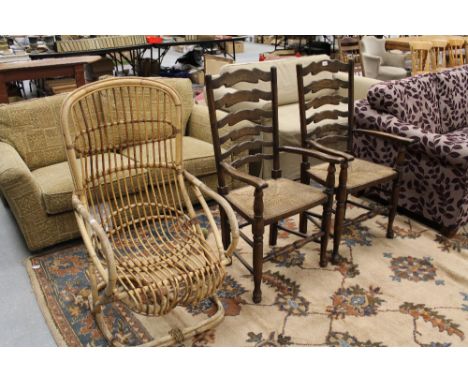 2 ladder backs chairs & cane chairs