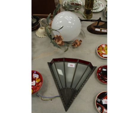 Tole ware light fitting & Art Deco style wall light
