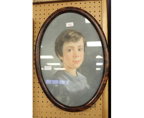 Pastel portrait in oval frame