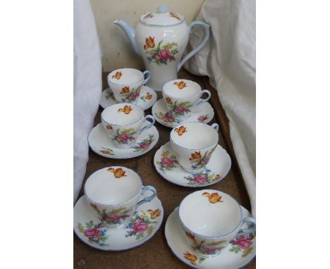 A Shelley Bone China floral decorated part tea service
