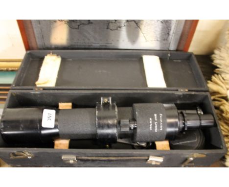 A prism scope wray spotter scope together with a steel print of South Wales