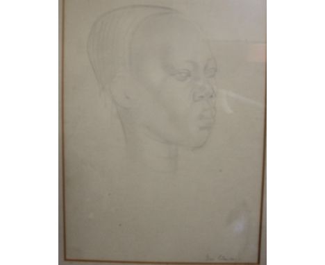 Dora ClarkeAfrican headPencil sketchTogether with tapestries, prints etc