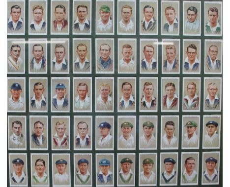 John Player & Sons Cricketers 1934, framed cigarette cards together with a large collection of cricketing prints, silk etc