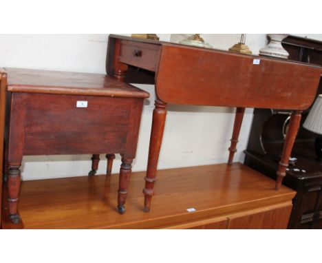 A Victorian mahogany Pembroke table together with a commode