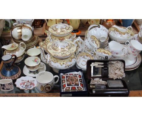 A Victorian yellow and gilt decorated part tea service, together with other part tea sets, a Royal Crown Derby Imari pattern 