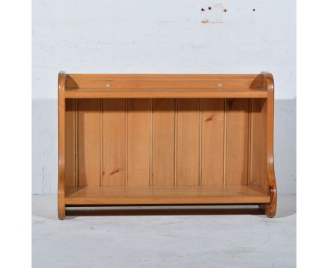 Pine kitchen shelf, panelled back, width 76cm, depth 25cm, height 51cm.