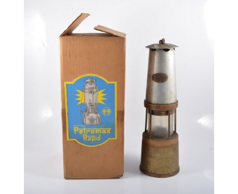 Petromax Rapid petroleum lantern lamp in original box, with three other Petromax lamps, The Premier minors lamp and another s