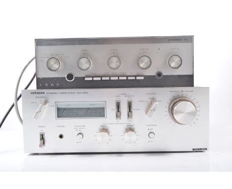 Hitachi HA-330 stereo integrated amplifier, along with a Leak Stereo 70 integrated amplifier, (2)