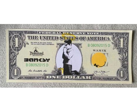 DISMALAND - BANKSYBanksy is a Dismal, 2015Sérigraphie sur toile figurant un billetCertificat au dos de l'œuvre mentionnant "T
