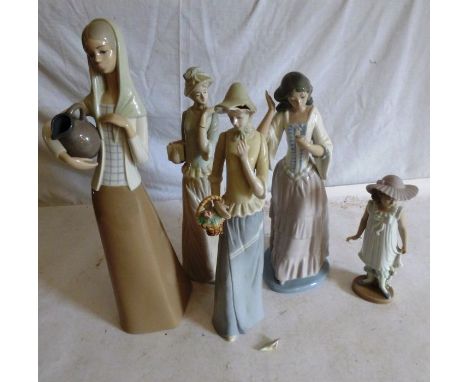 A group of Nao figures, please view all the pictures as 5 figures are AF , broken pieces are with the lot, examples include a