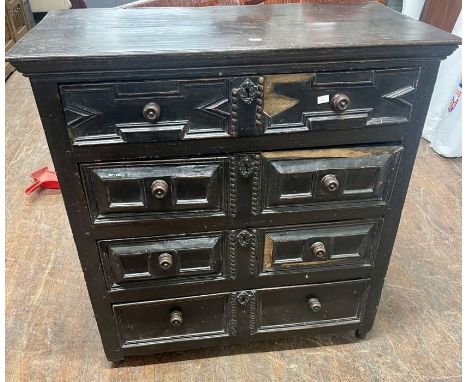 A William and Mary revival oak chest of drawers, in geometric form.&nbsp;