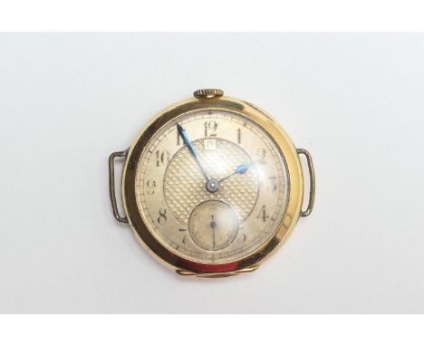 Omega 18ct gold vintage gent's wristwatch, circa 1930, 25mm silvered and tooled dial with Arabic numerals, subsidiary seconds