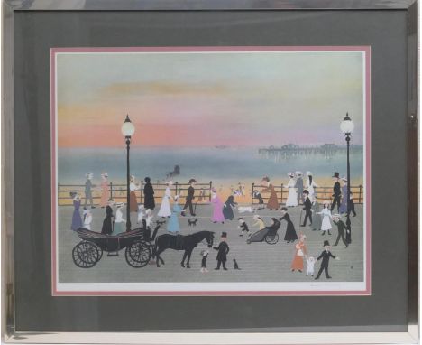 Helen Layfield Bradley (1900-79), 'Evening on the promenade', lithograph in colours, signed in pencil to the margin, with bli