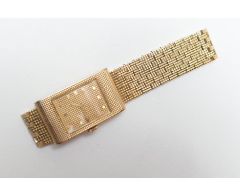 Boucheron, Paris, 14ct gold gent's Reflet wristwatch, 22mm rectangular dial with dot square numerals, Omega 17 jewelled manua