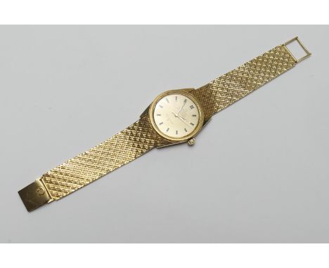Omega Constellation 18ct gold automatic chronometer gent's wristwatch, gold coloured 28mm dial with centre sweep seconds, sig