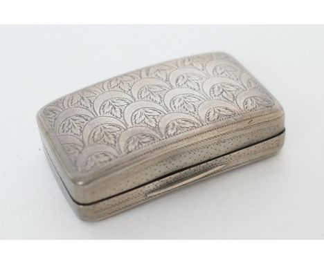 George III silver snuff box, by John Shaw, Birmingham 1809, curved rectangular form, with bright cut engraving of overlapping