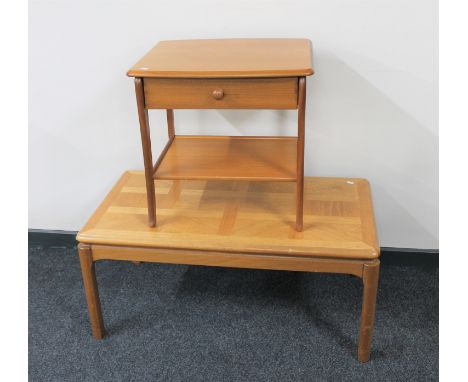 A mid 20th century teak coffee table and a teak lamp table 