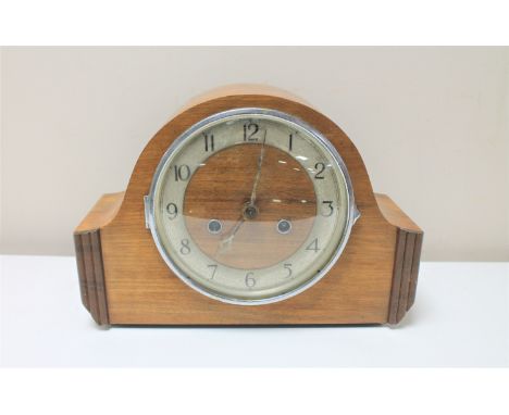 A 1930's walnut cased Art Deco mantel clock 