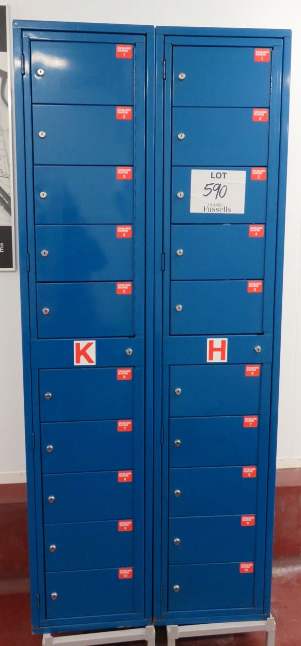 2 x Personnel pigeon hole lockable lockers, each locker comprising of