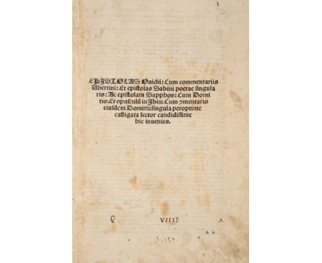 Ovid. Epistolas Ouidii: Cum commentariis Ubertini: Et epistolas Sabini poetae singularis: Ac epistolam Sapphos: Cum Domitio: 