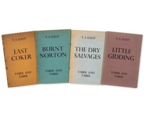 Eliot (T.S.) [Four Quartets], 4 vol., comprising East Coker, first Faber edition, spotting, wrappers with old adhesion at spi