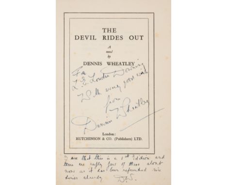 Wheatley (Dennis) The Devil Rides Out, first edition, signed presentation inscription from the author "I see that this is a 1