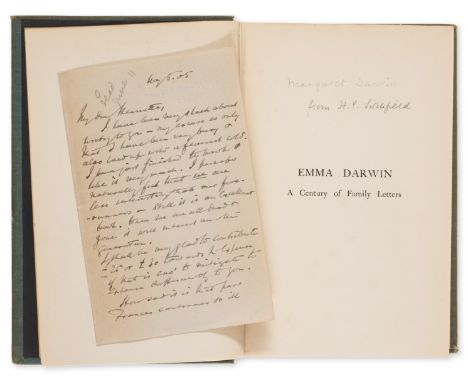 Darwin family copy.- Litchfield (Henrietta Emma) Emma Darwin. A Century of Family Letters, 2 vol., first edition, [one of 250