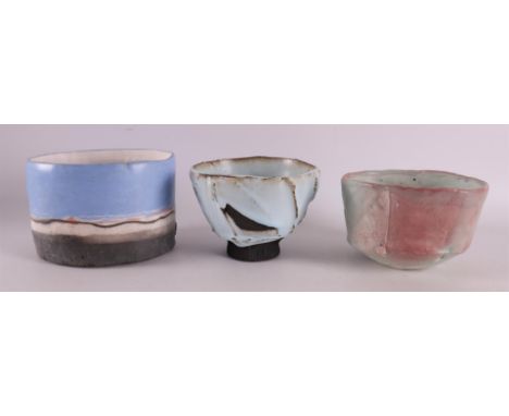 Thieron, Jean Francois (attributed to). Ceramic bowl on stand ring, h 9.5 x Ø 13.5 cm. Here are two other bowls, including Lo