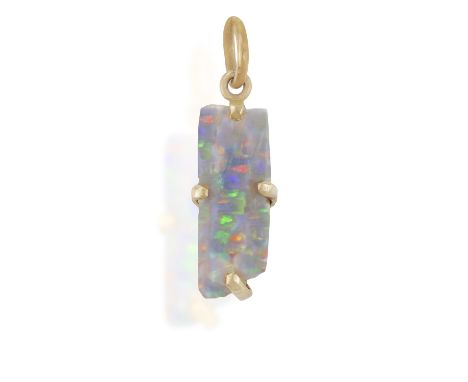 An Opal pendantA fragment of opal claw-set and mounted as a pendant, total (inc. jump ring) length ca. 2cm*This lot is sold w