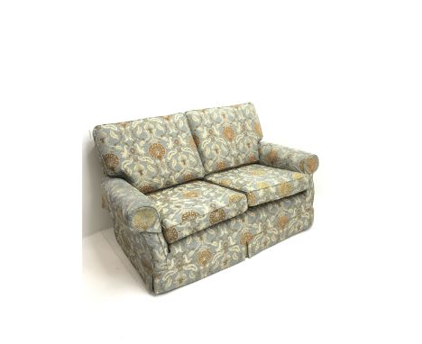 Multi-York - two seat sofa upholstered in a foliate pattern fabric cover, W158cm, H95cm - Condition Report 